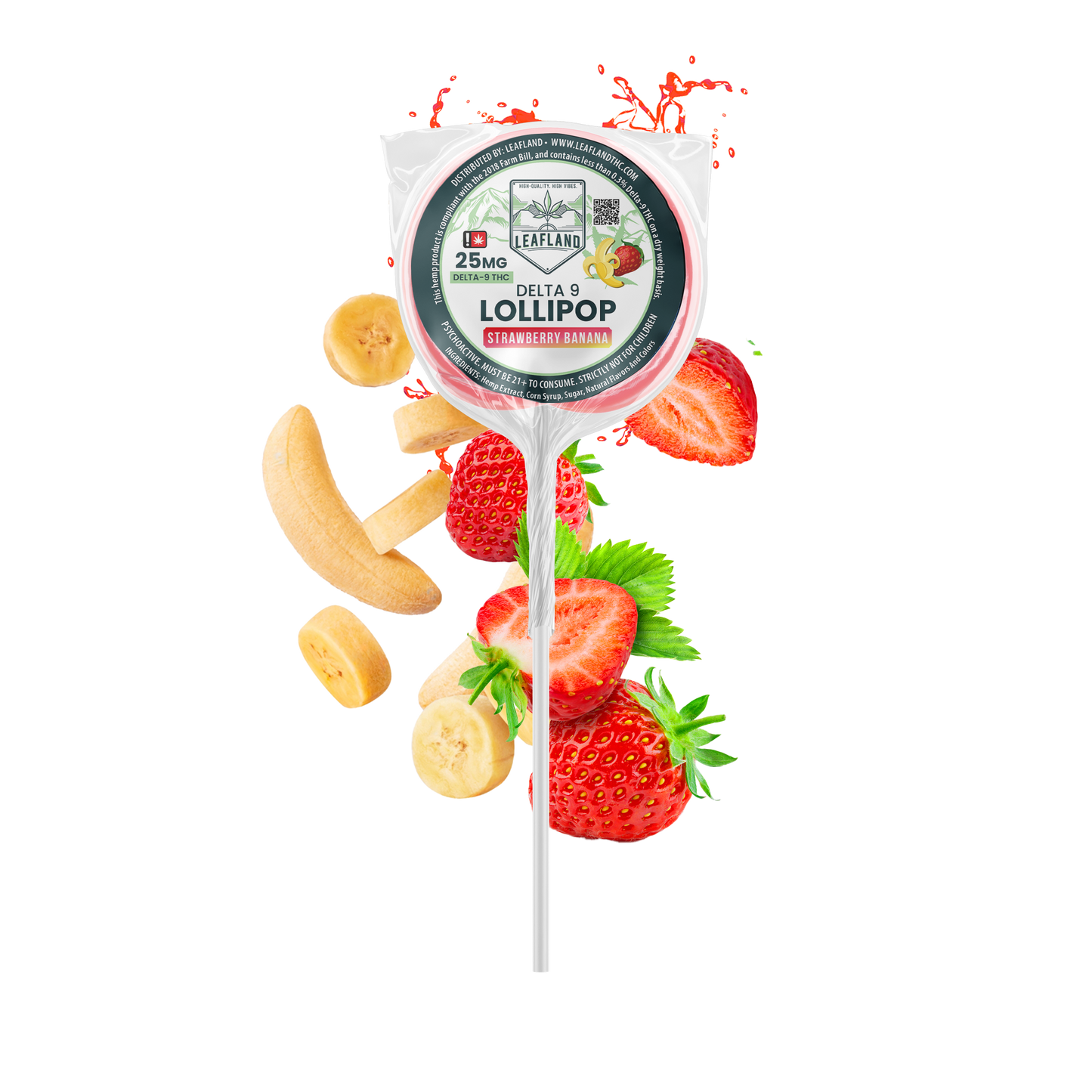 Delta 9 THC Lollipops | 25mg | Strawberry Banana