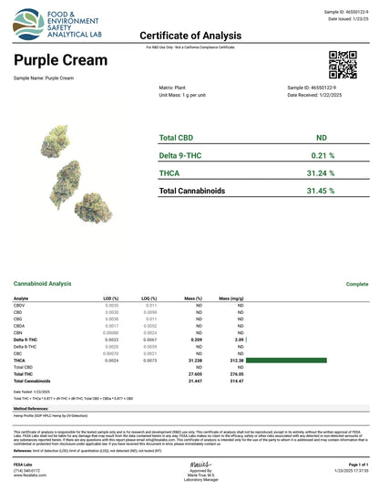 Exotic THCA Flower- Purple Cream